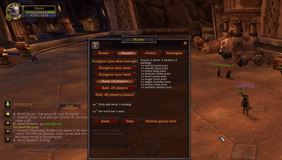Raising a dungeon group